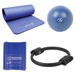 Pilates sportset deluxe met mat, weerstandsband, soft bal en ring