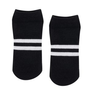 Chaussettes Anti-slip basses à rayures sportives noires – MoveActive
