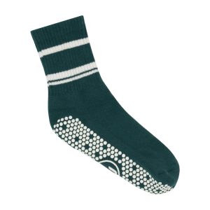 Deze stijlvolle groene Sporty Stripe antislip sokken van het merk MoveActive hebben alles wat je nodig hebt voor goede sokken met grip - Nu bij Yoga-Pilatesshop