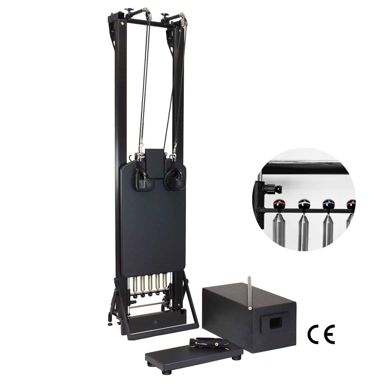 SPX® Max Reformer Bundle met Verticale Standaard, Hoge Precisie Gearbar en Tall Box (Jet Black) – Merrithew®