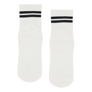 Chaussettes Anti-slip côtelées à rayures sportives blanches – MoveActive