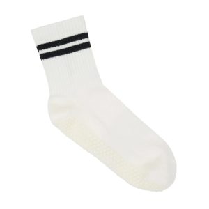 Anti-slip Socken, Crew-Socken, gerippt, sportlich gestreift, weiß – MoveActive