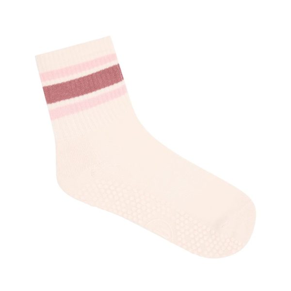 Antislip Sokken Crew Ribbed Sporty Stripe Blush - MoveActive