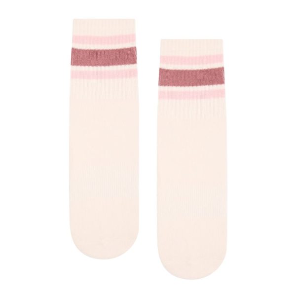 Antislip Sokken Crew Ribbed Sporty Stripe Blush - MoveActive