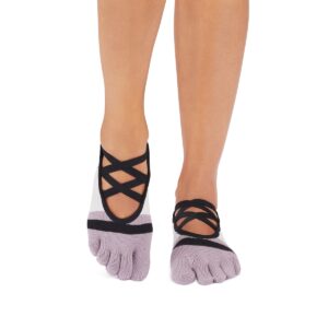 Alternative view of Antislip Sokken Elle met Tenen Lavender Mist Stripe - Toesox