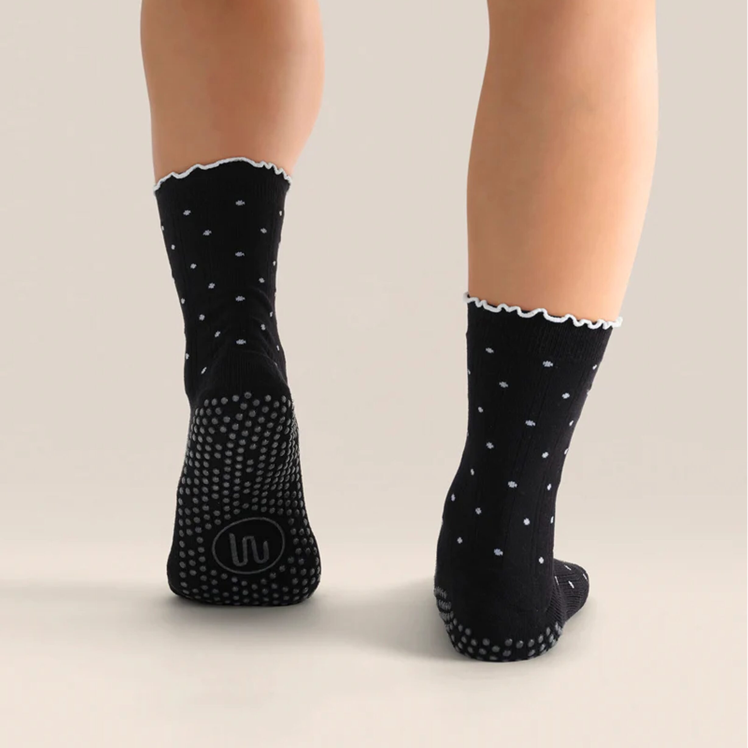 Antislip Sokken Crew Black Ruffle - MoveActive