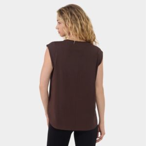 Espressofarbenes Sportshirt mit kurzen Ärmeln