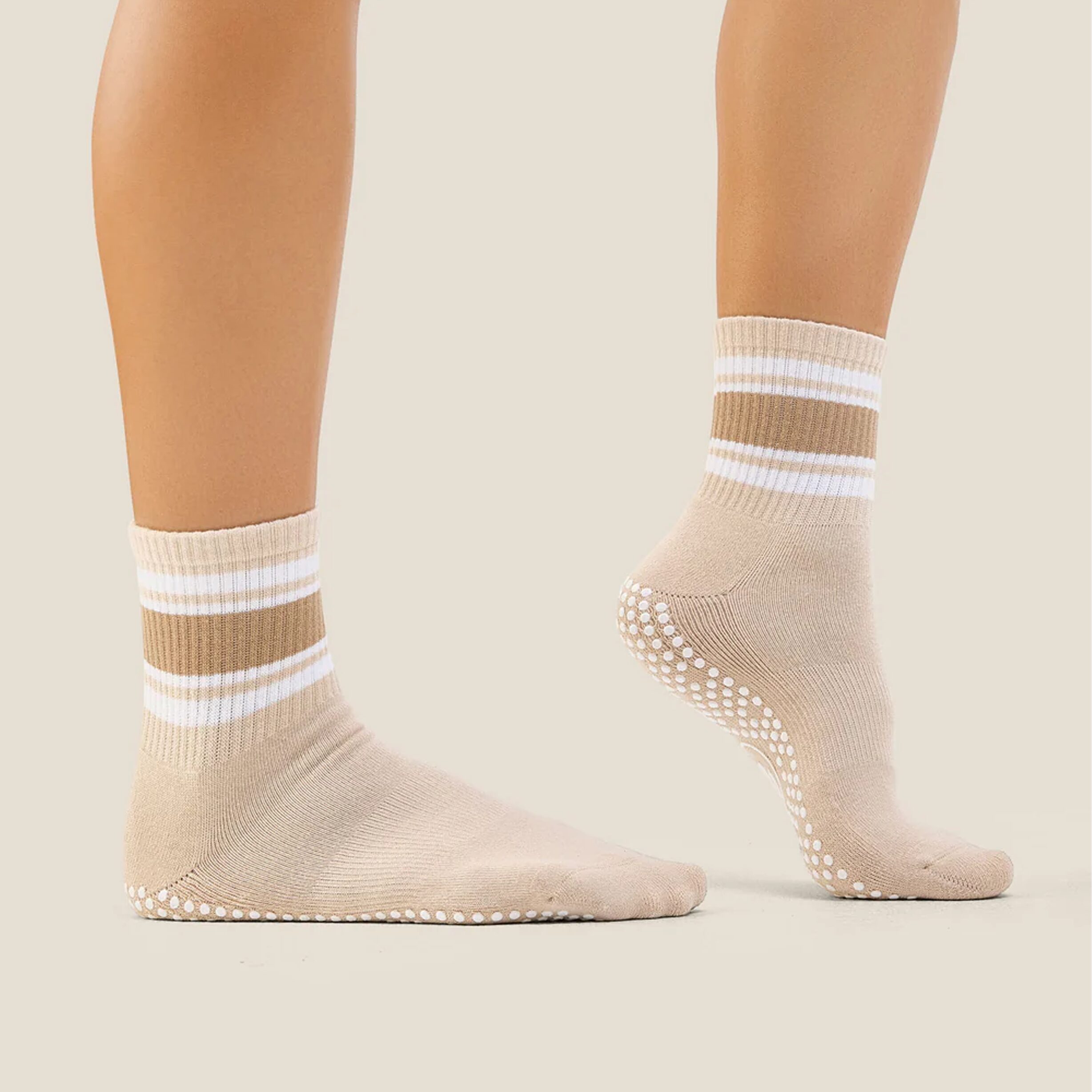 Antislip Sokken - Crew Nude Stripe MoveActive Antislip Sokken Crew Nude Stripe - MoveActive