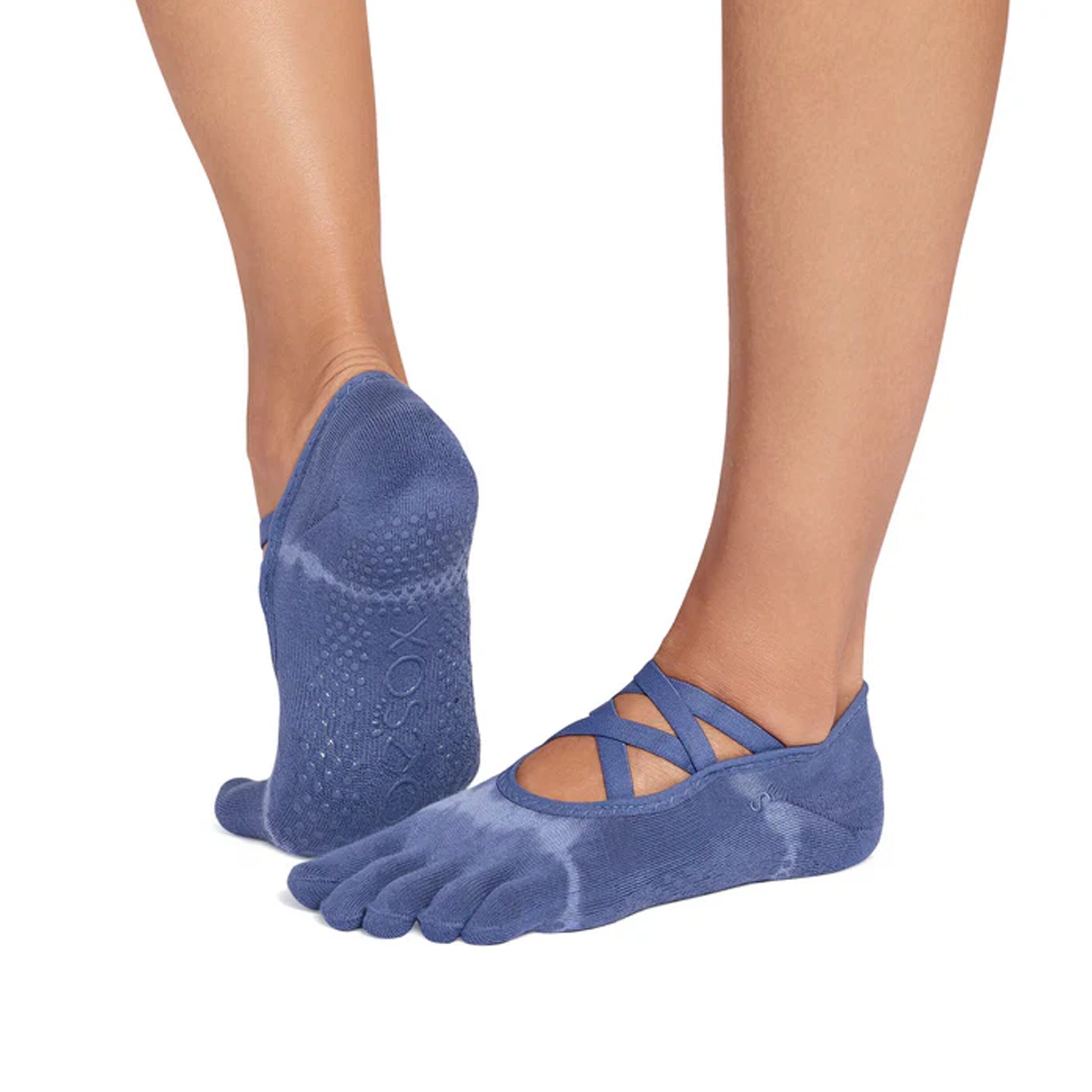 Antislip Sokken met Tenen Elle Ultra Fine Knit Soft Blue Tie Dye - ToeSox Antislip Sokken met Tenen Elle Ultra Fine Knit Soft Blue Tie Dye - ToeSox