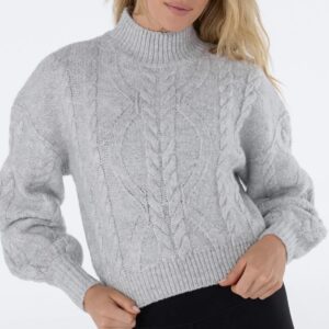 Alternative view of Hi Low cable sweater Ash - Tavi