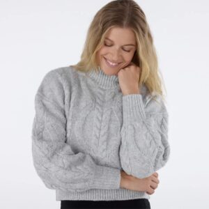 Hi Low cable knit sweater Ash - Tavi