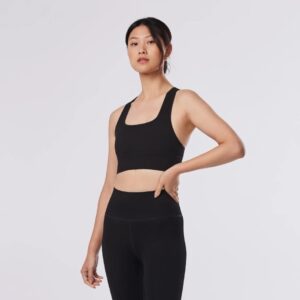 Seamless Ribbed Sports Bra Ebony – Tavi