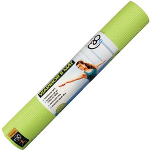 yoga mat in lime groen die 183 cm lang is en een dikte heeft van 4 mm